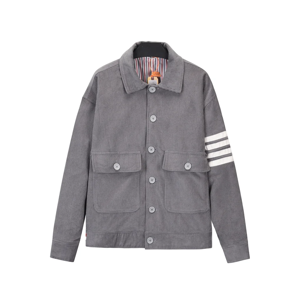 

Brand TB BROWIN Flagship store Thom men's jacket Corduroy new four-bar striped Coat Muti Pockets autumn casual lapel tooling tie