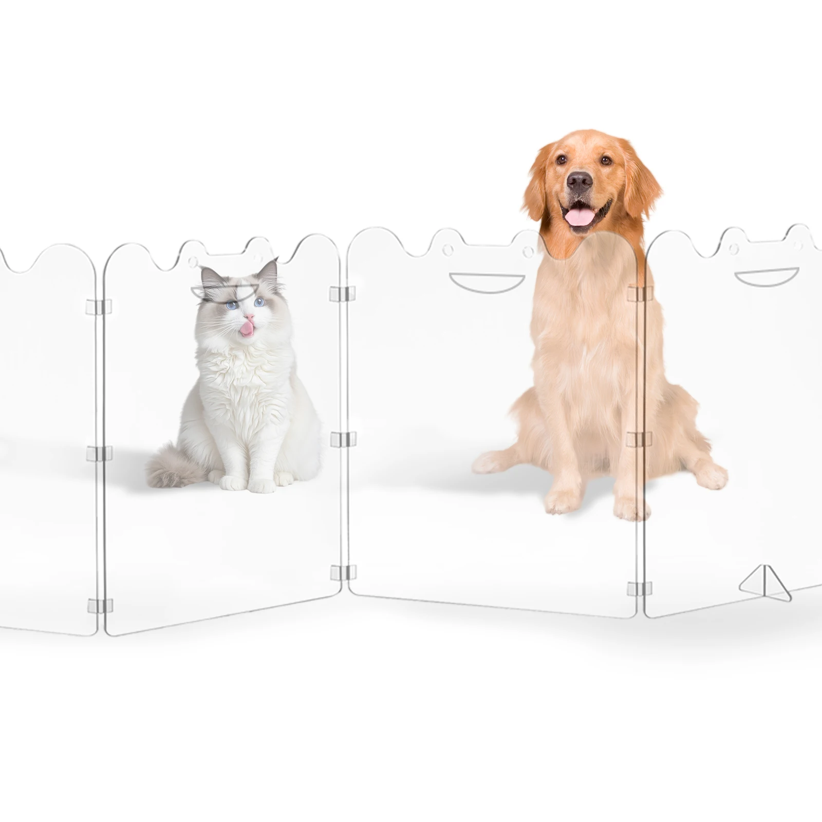 4-teiliges Transparentes Acryl-Hundegitter, Faltbare Durchsichtige Haustierbarriere mit Griffen für Kleine Hunde, Welpen und Katzen – Detail 3