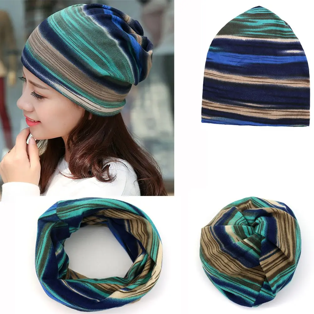Keep warm Fashion Multifunction Casual Hat Stripe Print Turban hat