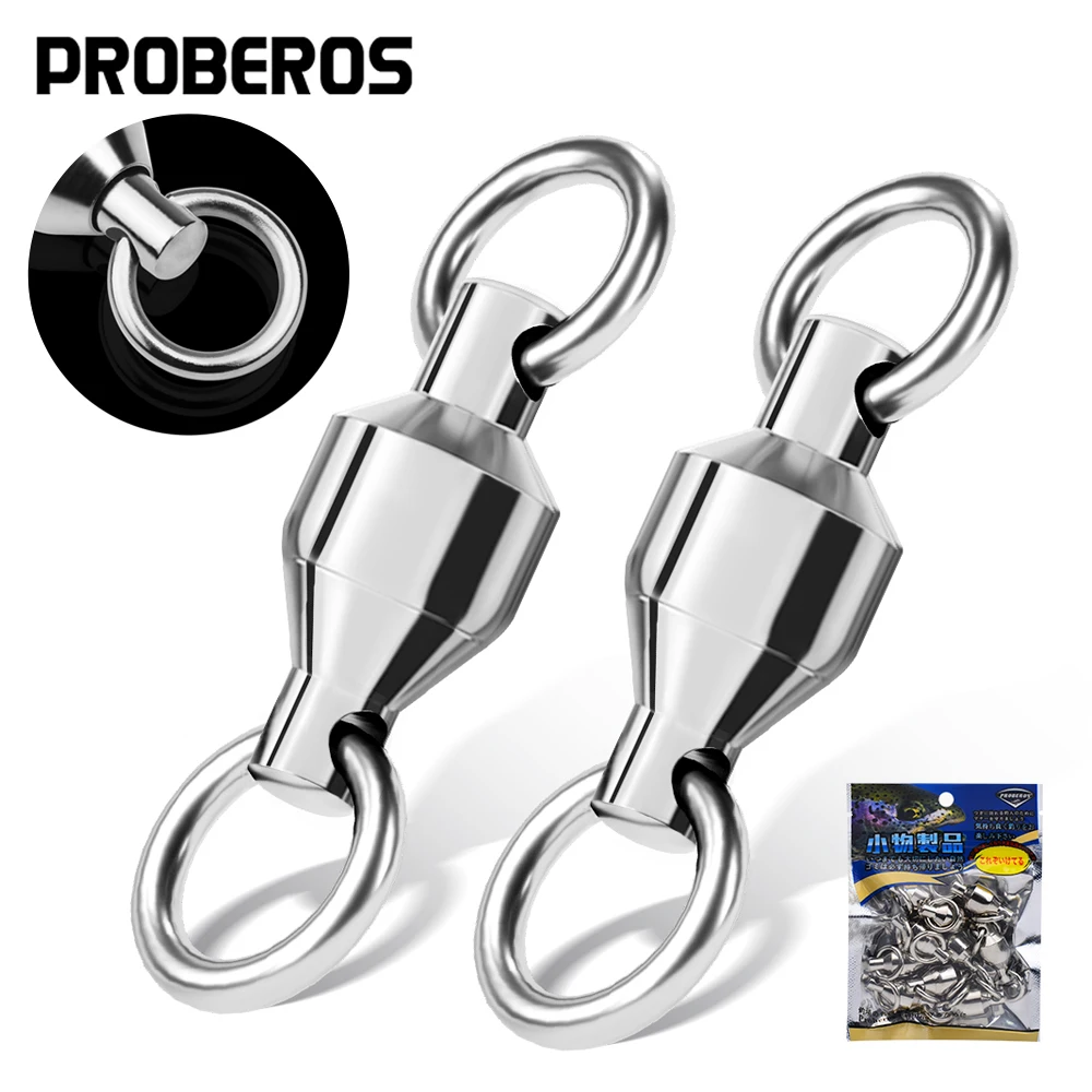 PROBEROS 10 Uds conector de pesca Luya pesca giratoria rodamiento de bolas hebilla rodante anillo de cuentas de acero inoxidable gancho herramienta de pesca