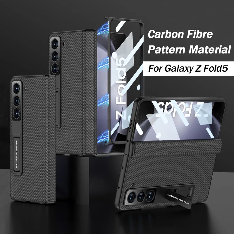 

Матовый кожаный чехол с магнитной петлей для Samsung Galaxy Z Fold 5, внешний экран, стеклянный держатель, жесткий чехол для Galaxy Z Fold5, чехол