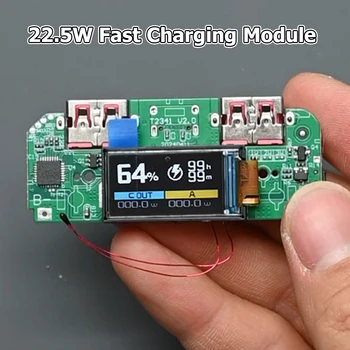 Modulo Power Bank da 22.5W PD QC a Ricarica Rapida con Display TFT e Scheda di Protezione Multipla per Batteria al Litio da 3.7V Fai-da-te
