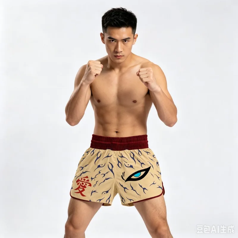 Sommer Neu 4. Hokage Muay Thai Shorts Herren Übergroße Atmungsaktive Schnelltrocknende MMA Sportshorts Achteckige Cage Fighting Night Shorts