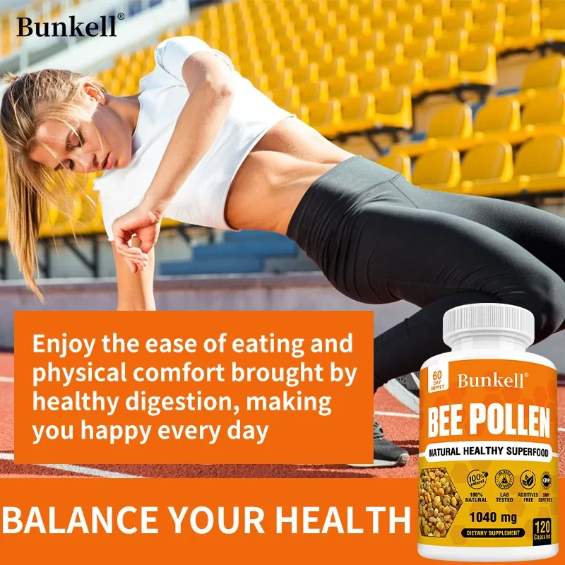 Bee Pollen Supplements-Natural Bee Pollen Vegetarian Capsules-Protein, Amino Acids, Immune Support and Antioxidant