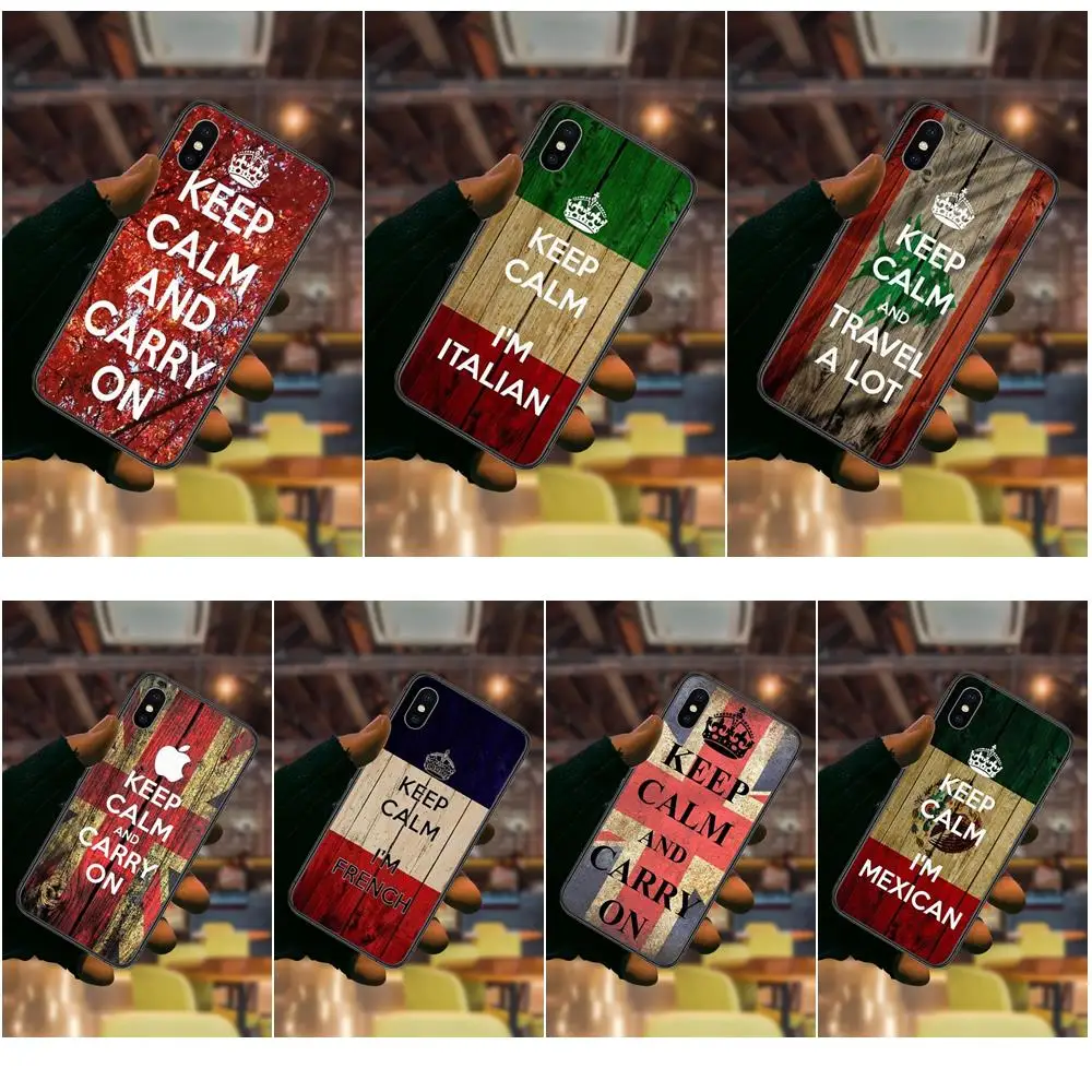 Precio Keep Calm And Carry On Flag Per Huawei P50 P40 P30 Lite P Smart Z 2019 2020 2021 Nero Impermeabile Pretty Back