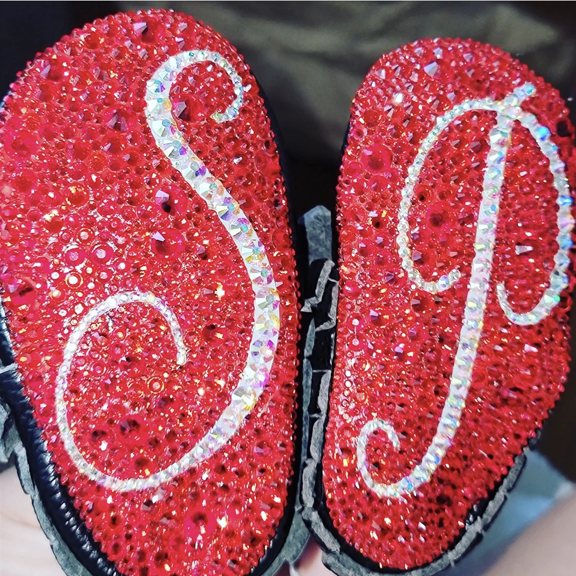 Baby Shoes Girls Ballet Dress Shoes Toddler Bling Red Crystal Sole Sparkling Rhinestones Leather Moccasins