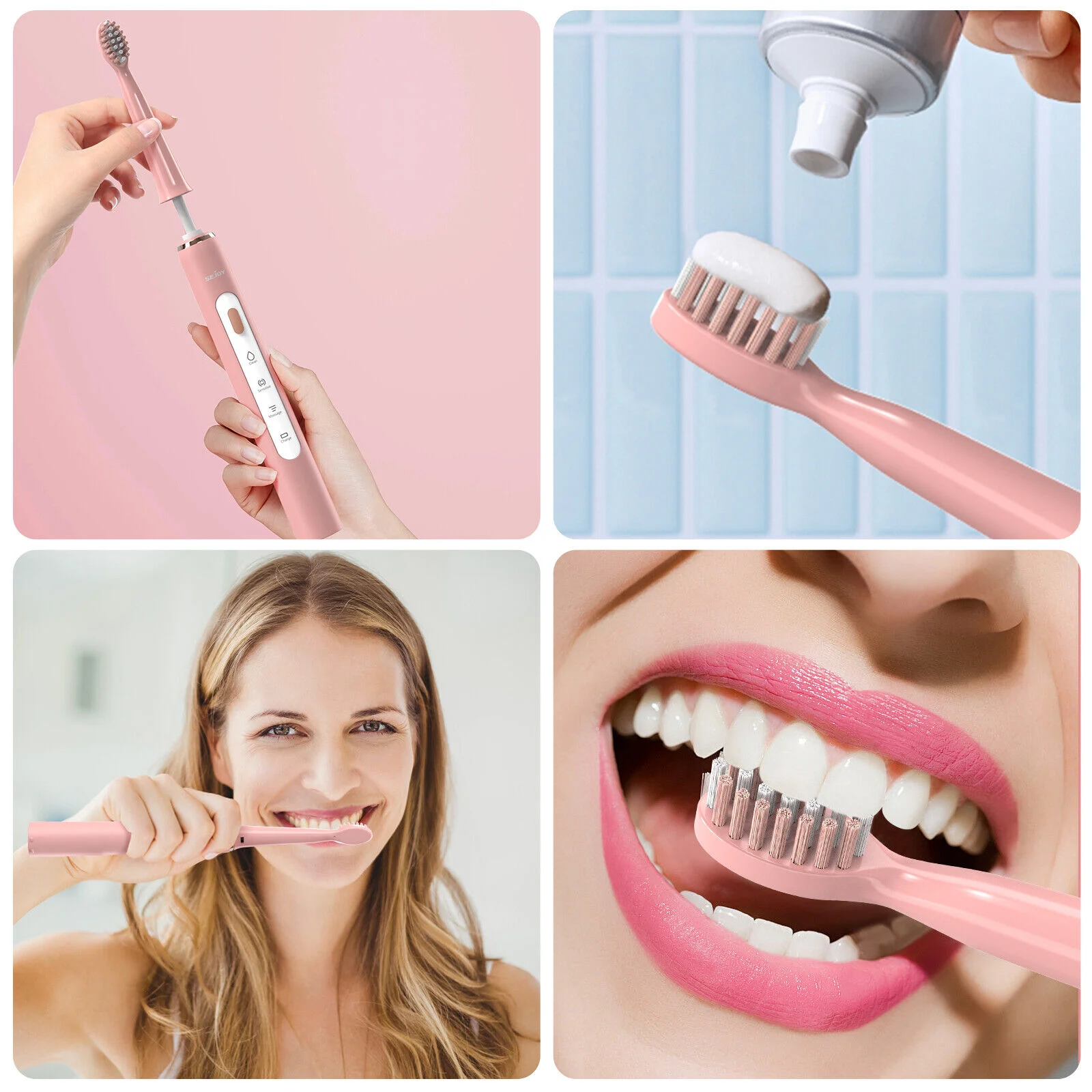 SEJOY Sonic Electric Toothbrush 7 Brush Heads Smart Timer Rechargeable 6