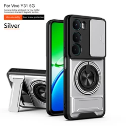 Armor Shockproof Phone Case with Sliding Camera Cap and Built - in Kickstand for Vivo Y21d (SJZJ silver)