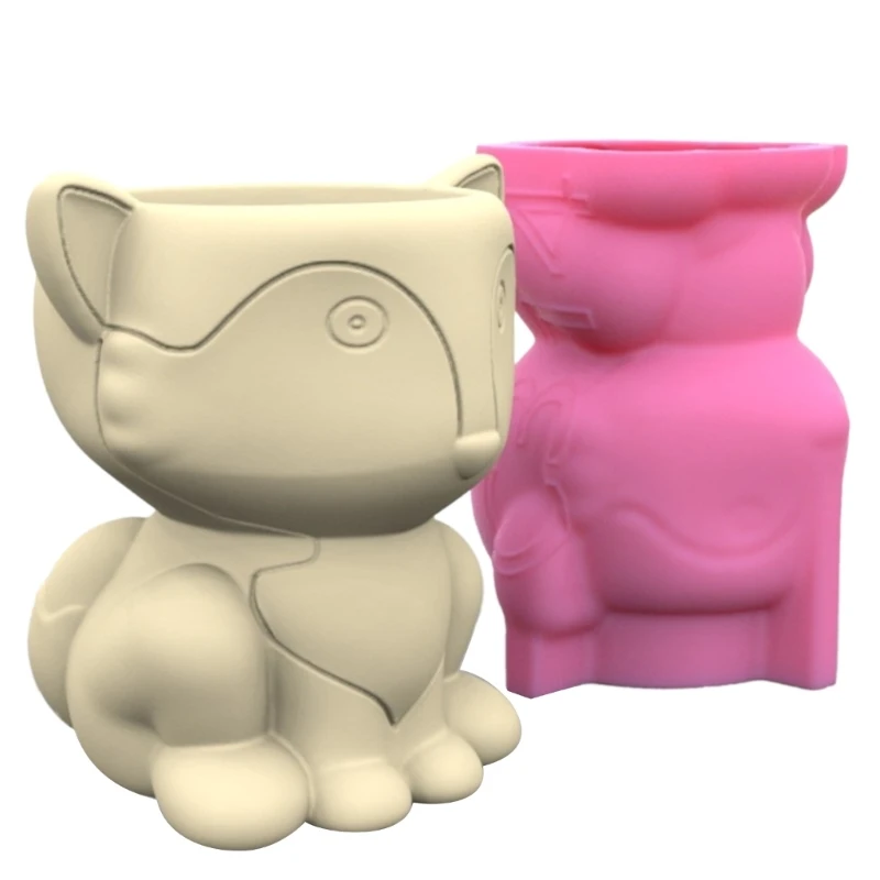 Small Succulent Pots Silicone Mold Funny Unique Pen Holder Mould Cow Flower Pot Molds for Indoor Plant Tool