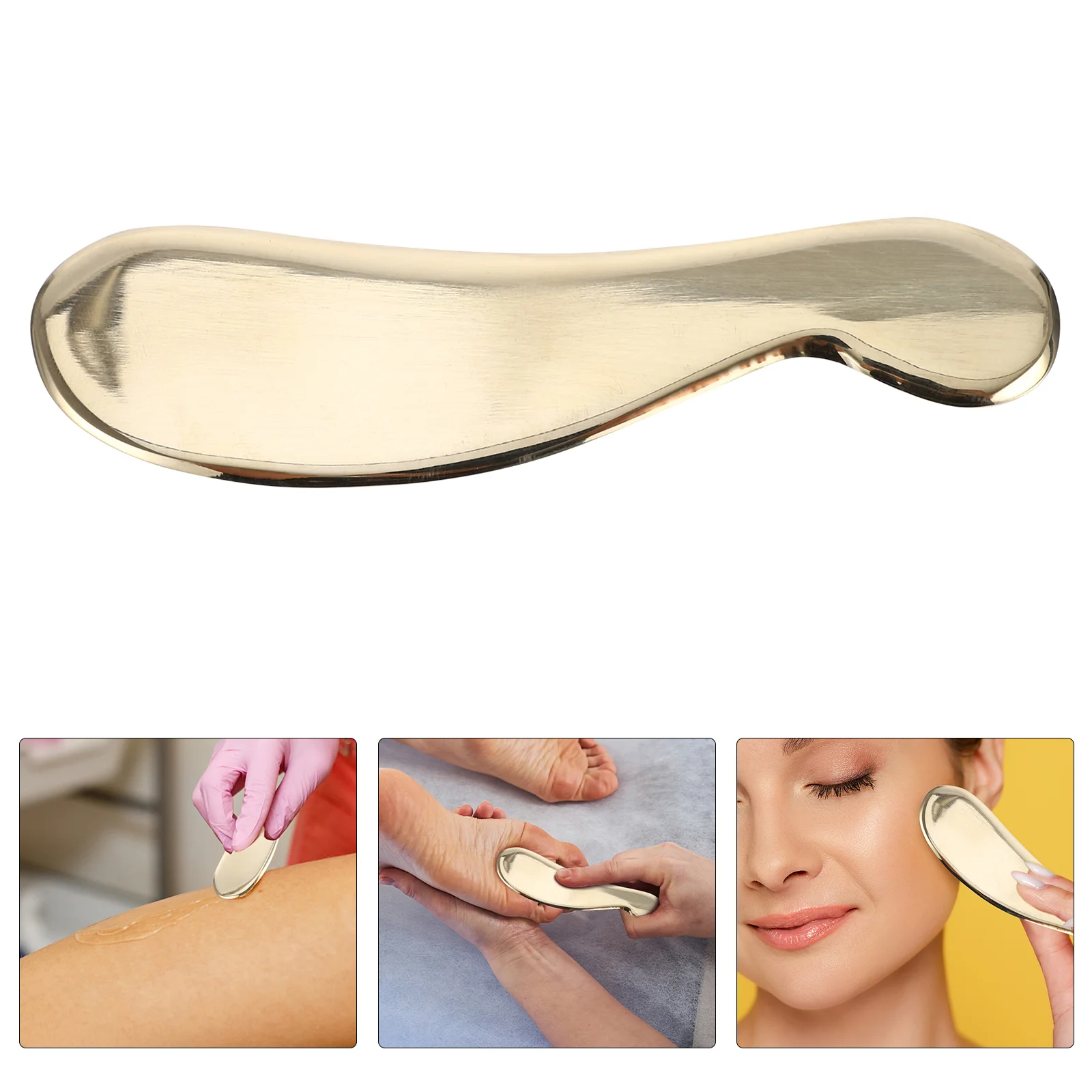 Pure Copper Stainless Steel Scraping Board Face Massager Cervical Spine Brass Guasha