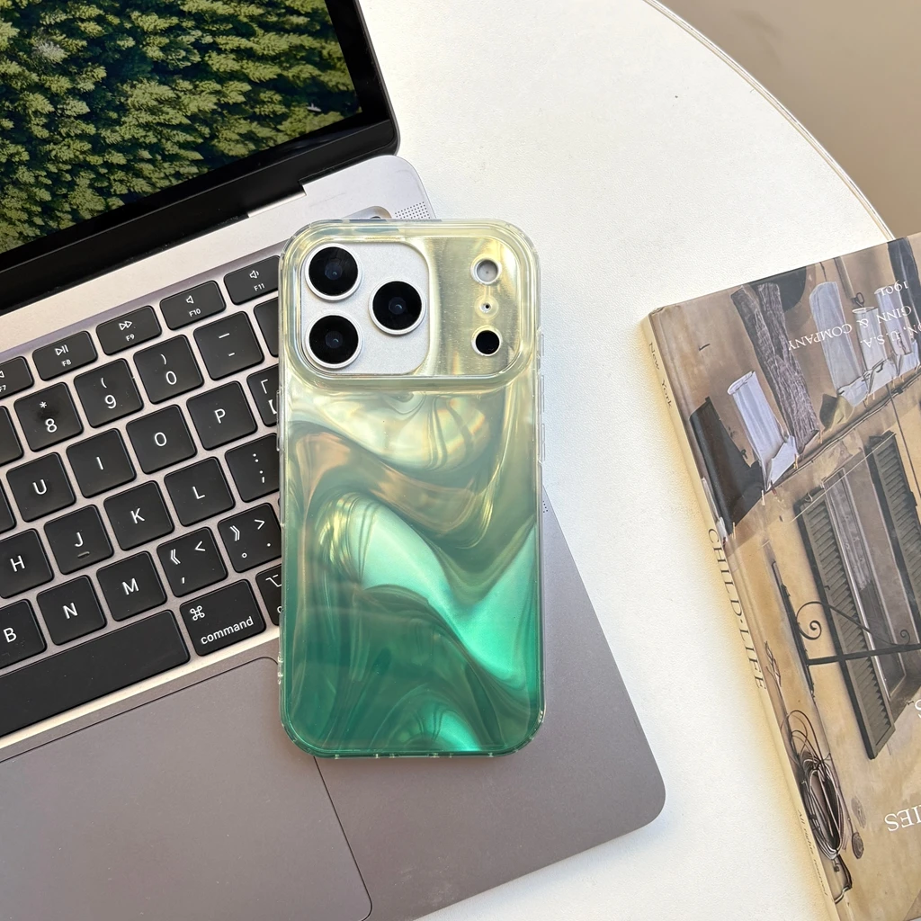 Fashionable Orange and Green Silk Satin Glossy Phone Case