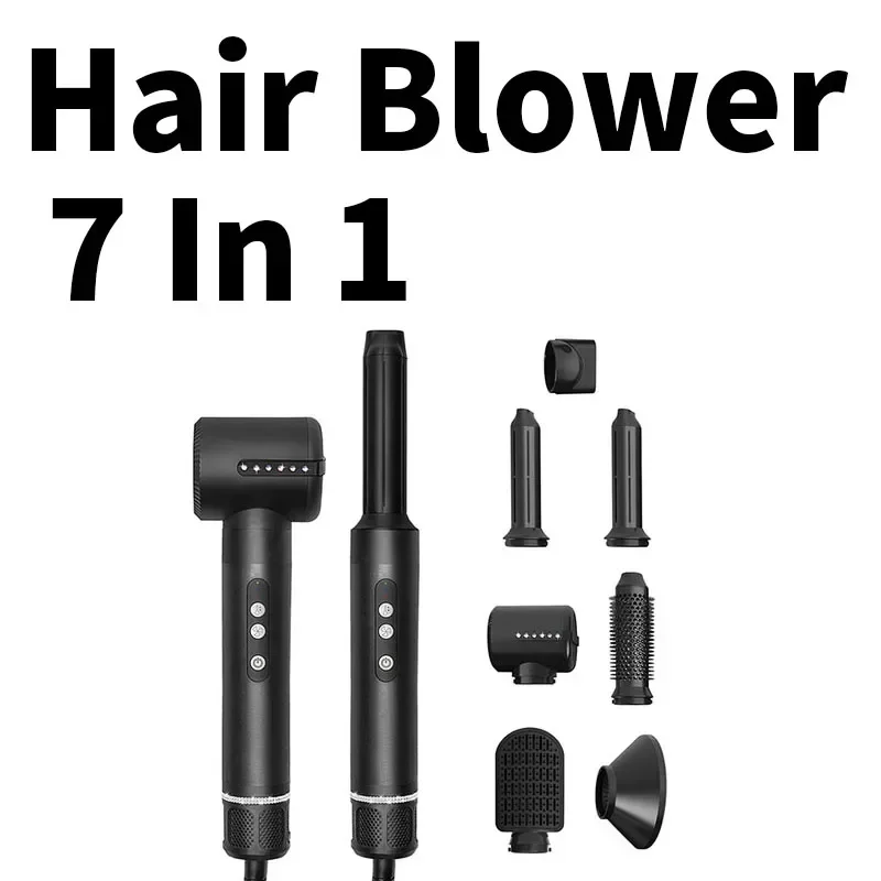 

7 In 1 Hot Air Brush Professional Hair Dryer Hair Straightener Negative Ionic Blow Dryer Curling iron 1400W powerful