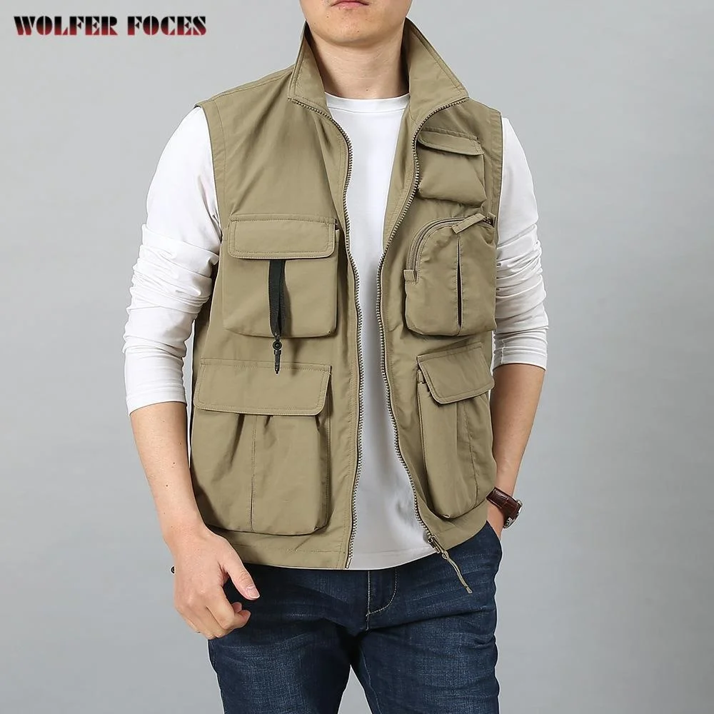 Men's Spring Tactical Military Vest Mesh Male Clothes Sleeveless Jacket Man Coat Vests Fishing Clothing Work Wear Hunting Coats covrlge men s vest color woven jacquard casual thickened wool undershirt autumn knitted shoulder sleeveless sweater male mzb017