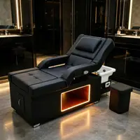 Lit de luxe thaïlandais de style léger et luxueux, à double usage, pour le lavage des cheveux, des pieds et le soutien cervical réglable, un lit de shampoing ergonomique 1