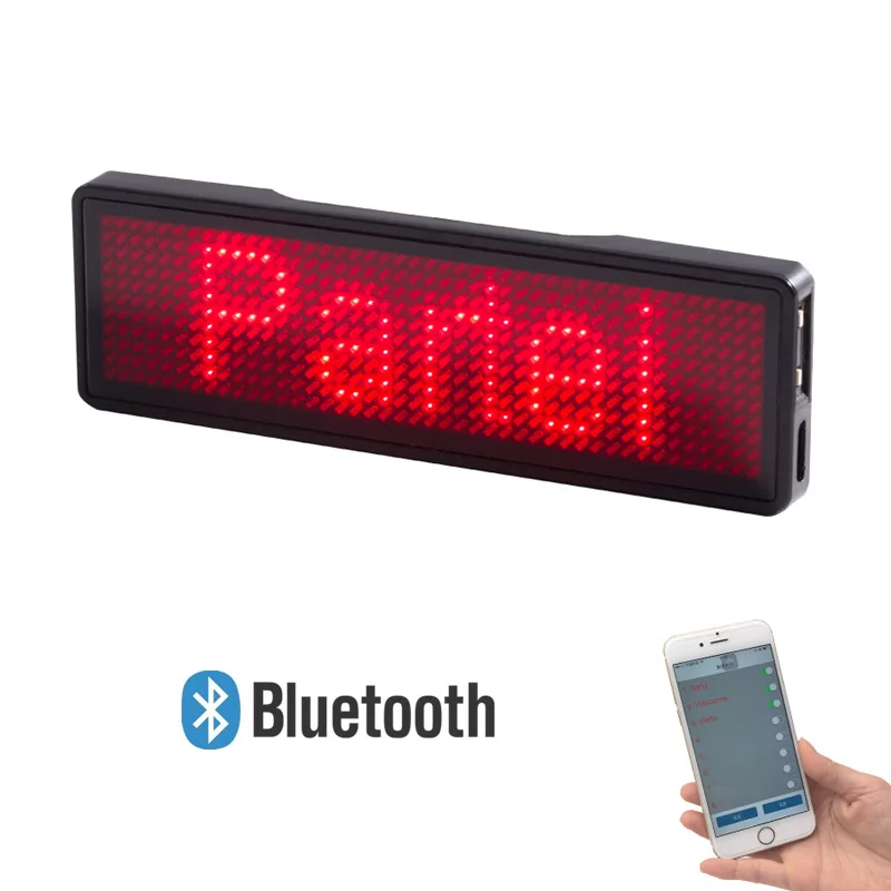 LED Bluetooth Name Tag Display Screen Rechargeable Dynamic Driving Mobile Phone Display Plastic Pin Back Badge Customizable