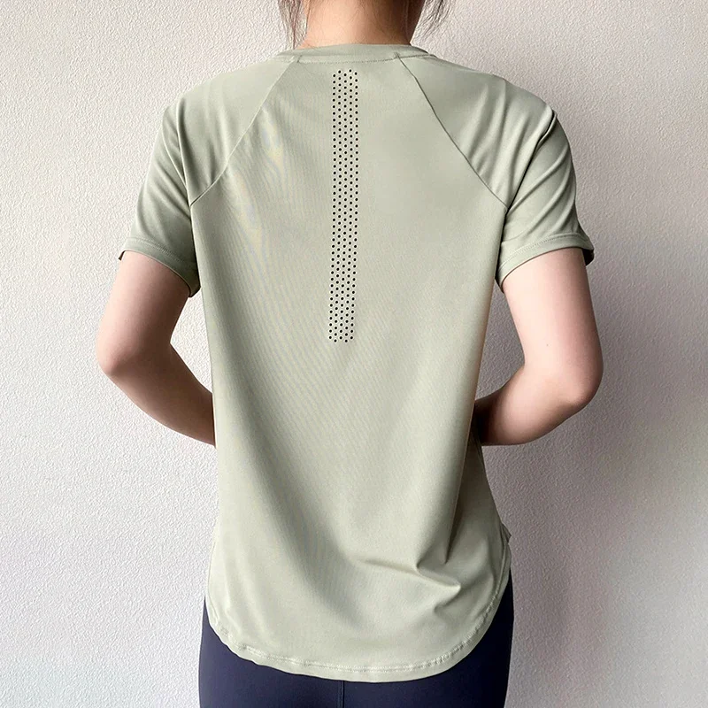 thumbnail image 1 of Camisetas deportivas de manga corta para gimnasio, camisetas para mujer, Yoga, correr, camisas de entrenamiento para Fitness, blusas con agujeros para los pulgares, ropa deportiva de entrenamiento, 1 of 6