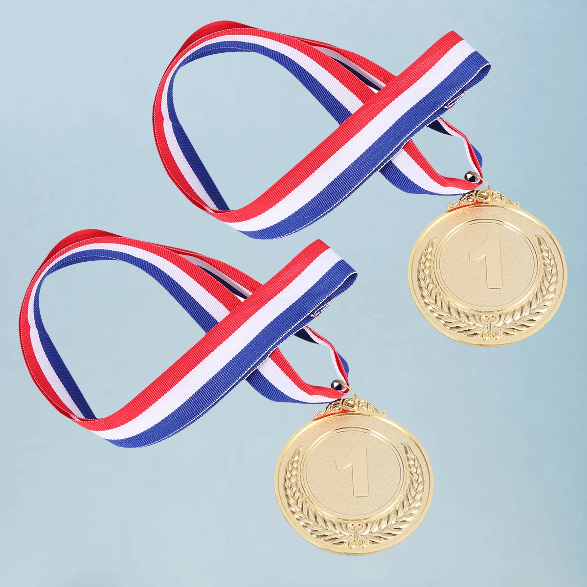 

2pcs Award Medals Golden Metal Award Medals with Neck Ribbon Medals for Sports Games Competition ( the First Prize )