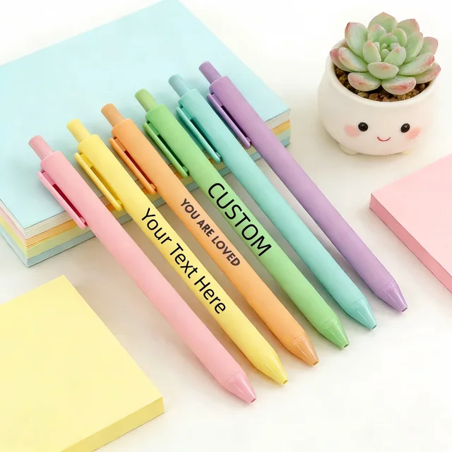 Colorful Pens Custom Names Text Retractable Ballpoint Pens Personalized Pens Laser-Engraved Logos Office & School Supplies Gift 1