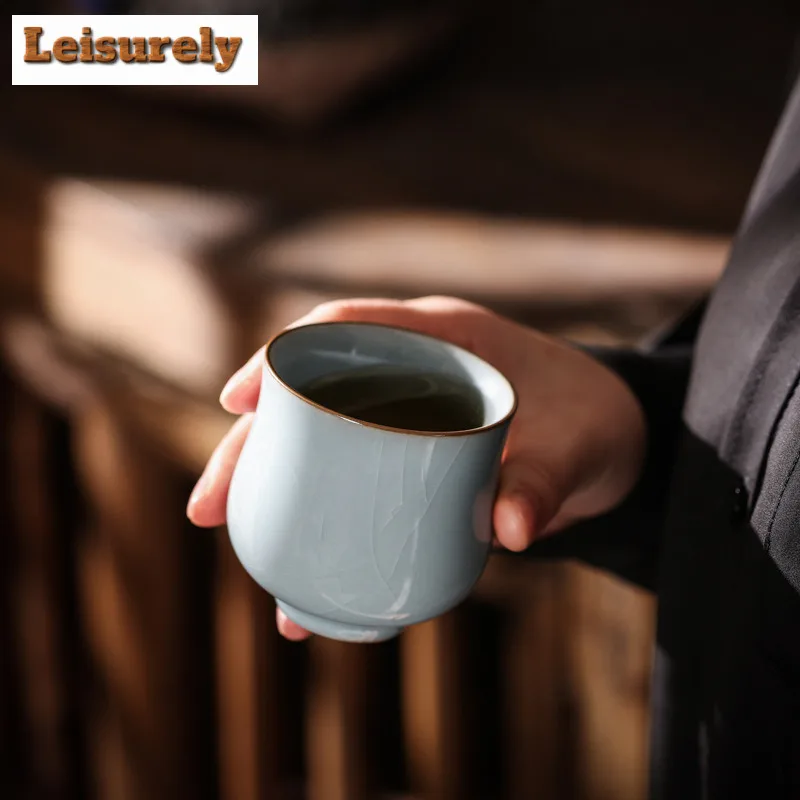 150ml Ru Kiln Porcelain Beauty Teacup Tea Bowl Single Cups Tea-tasting Smelling Cup Chazhan Master Cups Coffee Mugs Drinkware