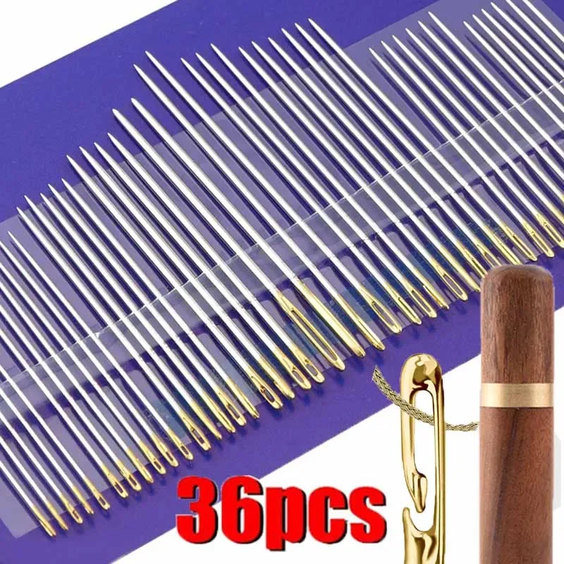 

Blind Needle Elderly Needle-side Hole Hand Household Sewing Stainless Steel Sewing Needless Threading Apparel Sewing DIY