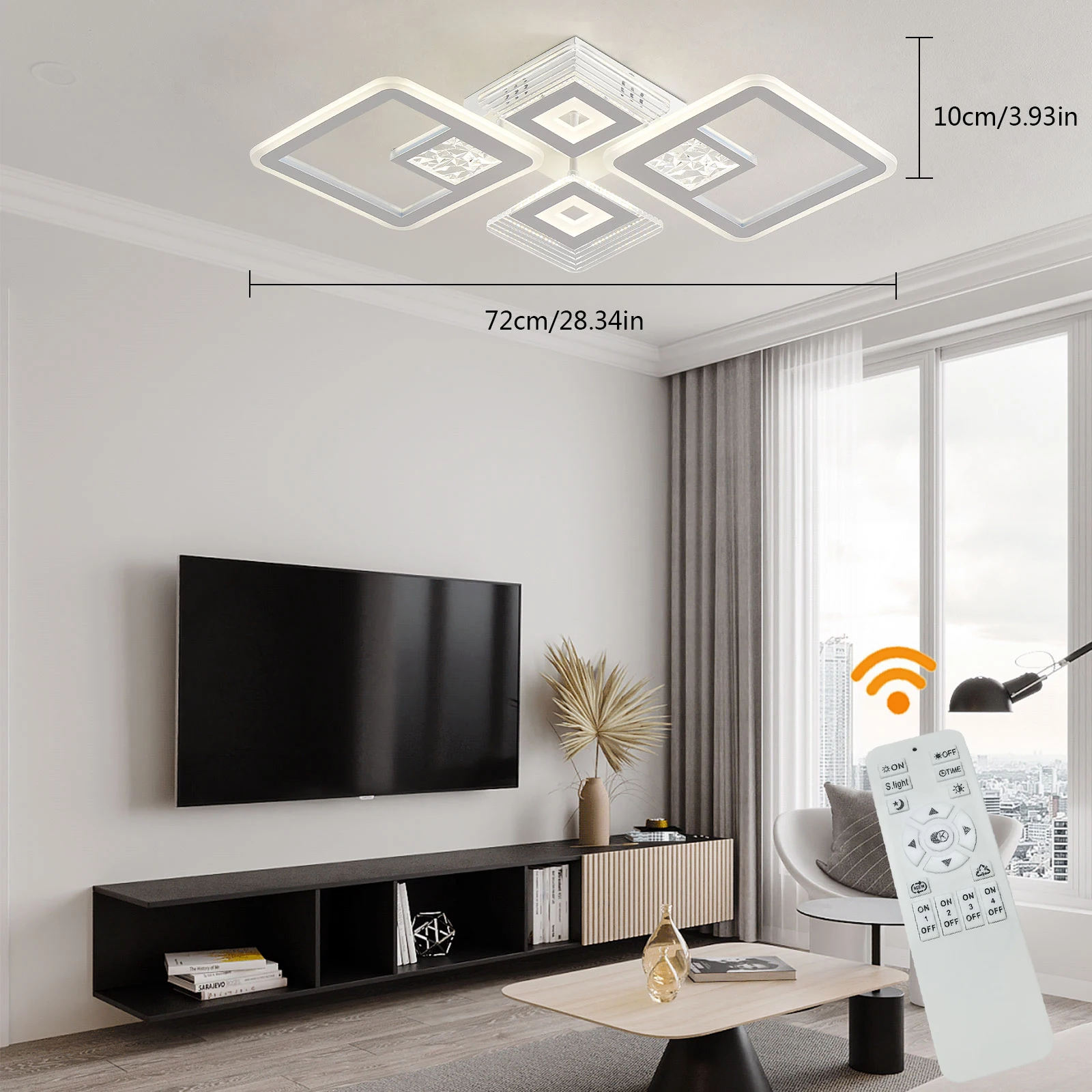 

LED Acrylic Ceiling Lamp Flush Mount Pendant Light Bedroom Modern Living Room Chandelier Dimmable White