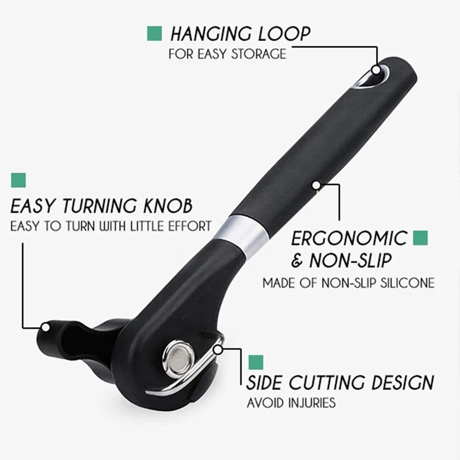 Plastic Hand-actuated Can Opener Safety Kitchen Tools Easy Grip Side Cut Manual Opener for Cans' Lid Kitchen Gadgets