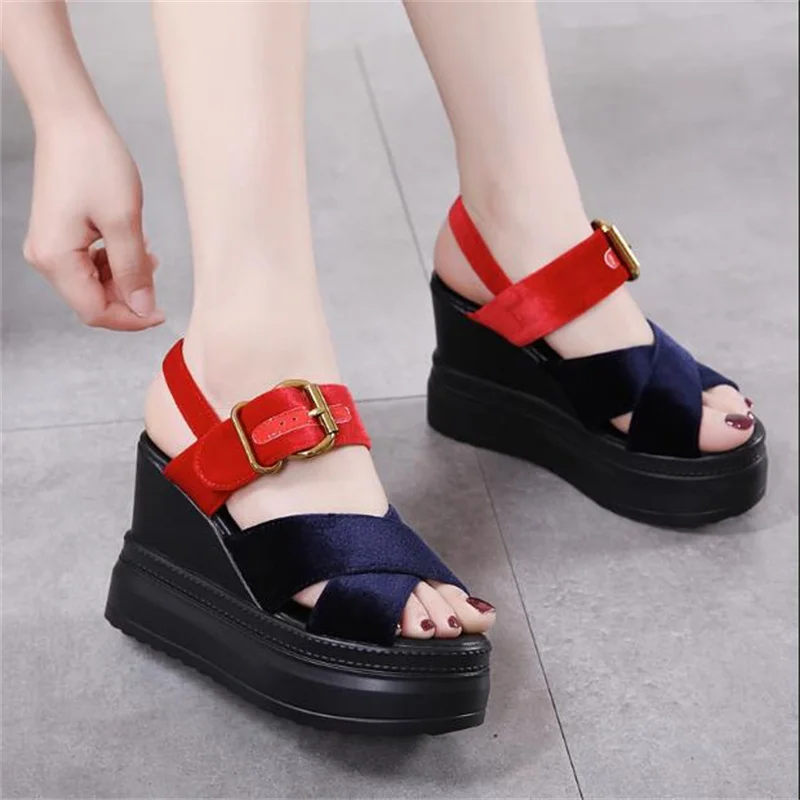 

Spring and summer new platform 14CM nightclub platform muffin hate sky high within the height increase ultra-high heel sandals f