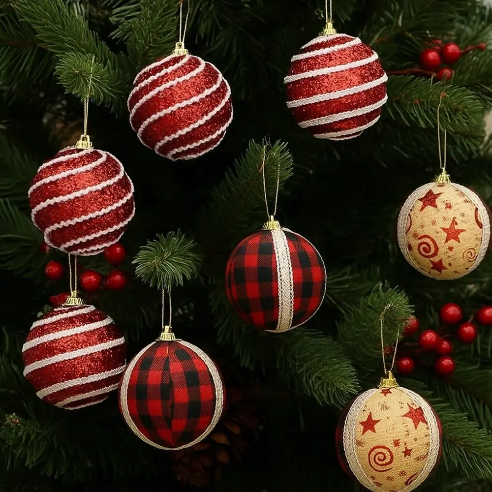 8cm Christmas Hanging Ball Set Glitter Foam Reusable Christmas Ball Ornaments Shatterproof Decorative Xmas Tree Decor Gifts