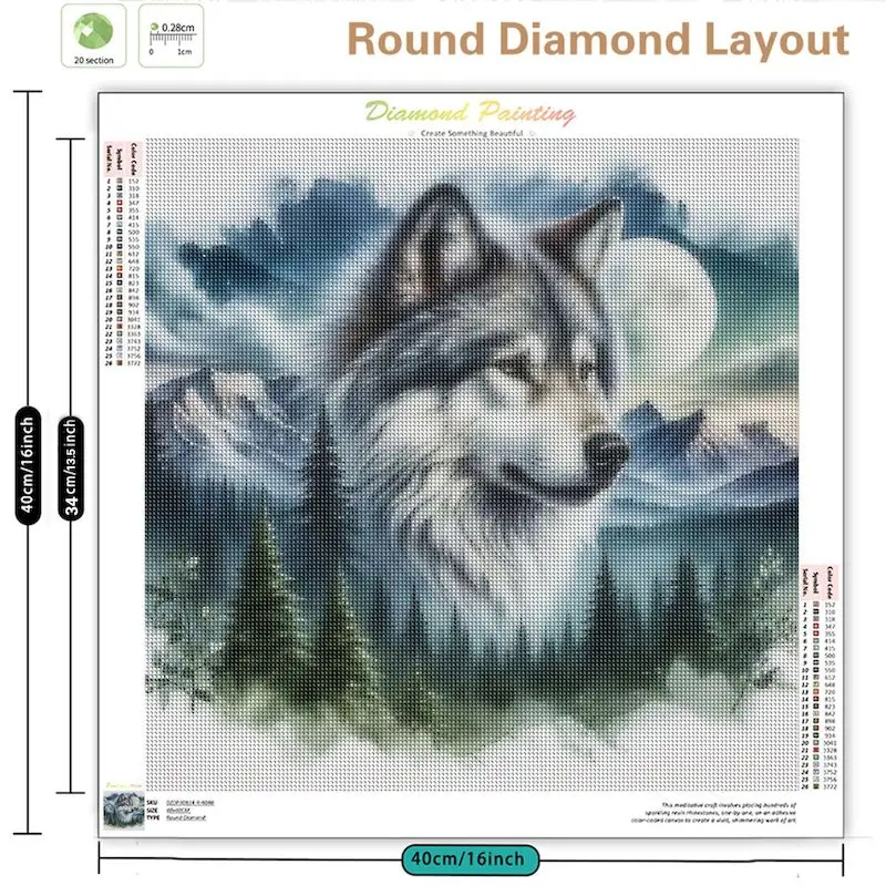 Diamond Painting 5D Animal Wolf Head Full Round Square for Home Wall Decoration