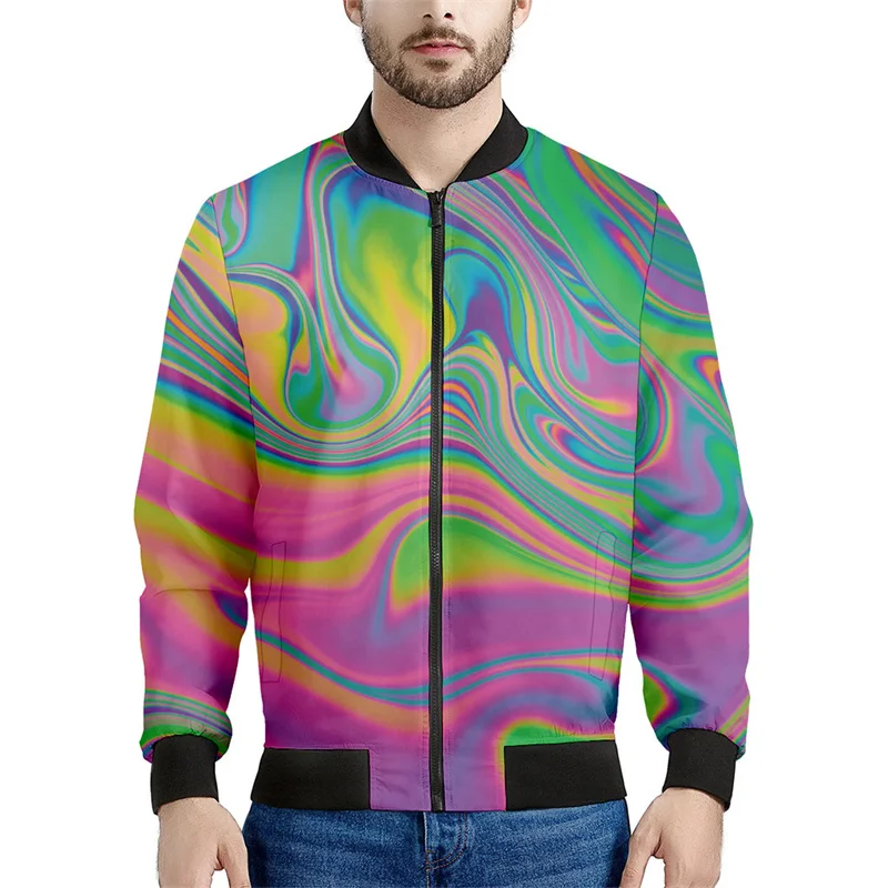 thumbnail image 1 of Chaqueta con cremallera y estampado 3D de burbujas psicodélicas para hombre, sudadera de calle con personalidad, chaquetas de gran tamaño para primavera y otoño, abrigos de manga larga, 1 of 4