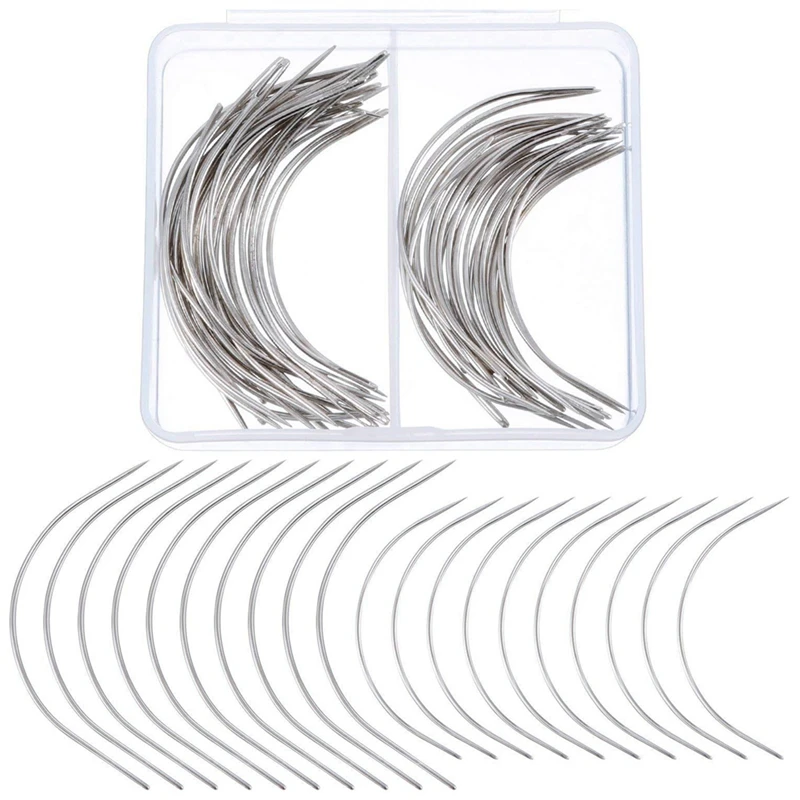 50 Pieces Hand Sewing Needles For Weave Curved Needles For Hair, Wig Making, Carpet