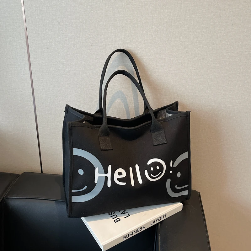 Leinwand Tasche Frauen Hohe Kapazität Tasche Mode Cartoon Handtasche Vielseitig Casual Reise Einzelnen Schulter Tote Einfache Einkaufstasche – Detail 3