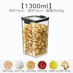 Stackable Kitchen Storage Set: Plastic Food Containers for Grain, Dried Fruit, and Tea (1300ML)