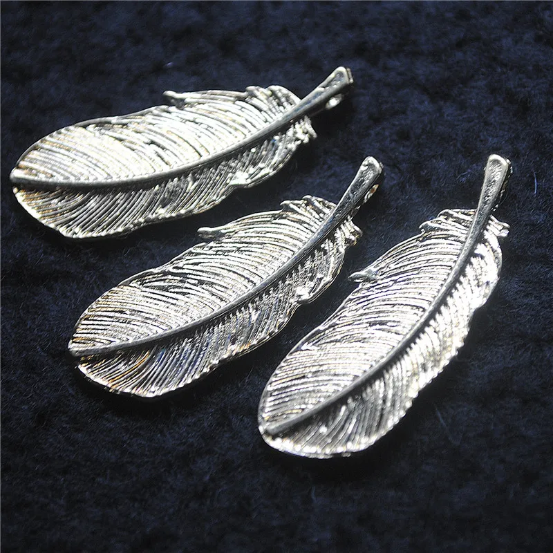 

12PCS New Feather Pendants For Women DIY Jewelry Designs 35X13MM Silver Colors Good For Your Makings Alloy Materials