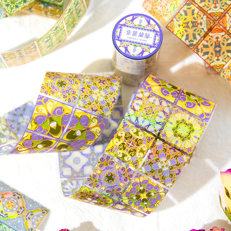 

Yoofun 6cm x 2m Vintage Brick Flower Tile PET Tape Decorative Masking Tape DIY Planner Diary Scrapbooking Boarder Making