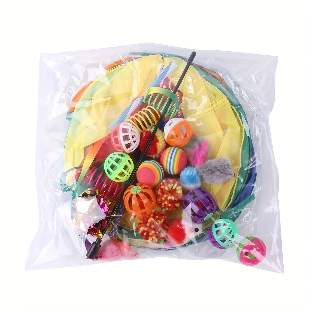 Toy Set With Tunnel, Balls, Mouse, Spring, And Hollow Ball-Perfect For Indoor Cats, Provides Hours Of Fun And Exercise