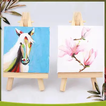 New-100 Sets Mini Display Easel With Canvas 8X8cm Wedding Table Numbers Painting Hobby Painting Small Table Easel Gift 1