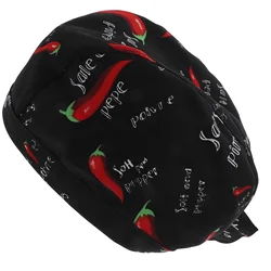 Catering Cap Hat Waiter Cap Hat Cooking Hair Cap Scrub Cap Unisex Cap Hat Shower Cap for Men Chili Pattern