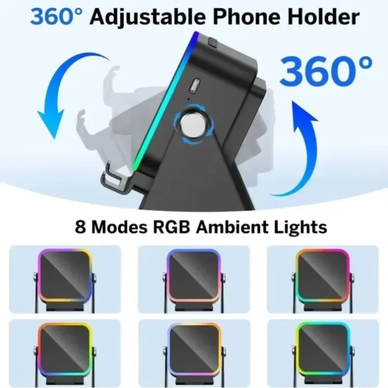รูปสินค้า ลำโพงบลูทูธ 5 ฟังก์ชัน พร้อมขาตั้ง ไฟ RGB ปรับได้