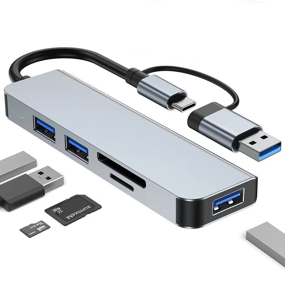 محور واجهة متعدد USB/Type-C مزدوج الرأس 7-IN-2 4-I...