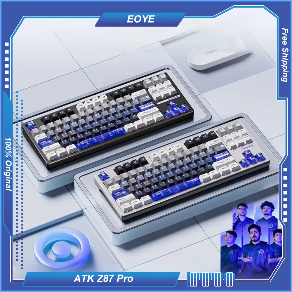 

Игровая полуалюминиевая механическая клавиатура ATK Z87 Pro, беспроводная Bluetooth-клавиатура с тремя режимами, индивидуальная прокладка, горячая Распродажа, для киберспорта, для офиса