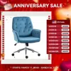 Vinsetto Velvet Home Office Chair, Tufted Height Adjustable Computer Desk Chair with Swivel Wheels and Padded Armrests 1