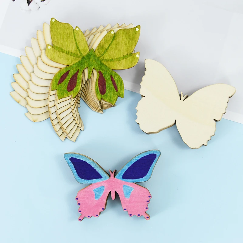 

10Pcs Wooden Butterfly Pattern DIY Handmade Sewing Crafts Accessories Christmas New Year Party Home Decor