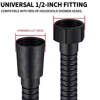 Black Stainless Steel Shower Hose 1.5M/2M Flexible Anti-winding Bathroom Water Pipe G1/2 Interface Explosion-proof Shower Tube 6