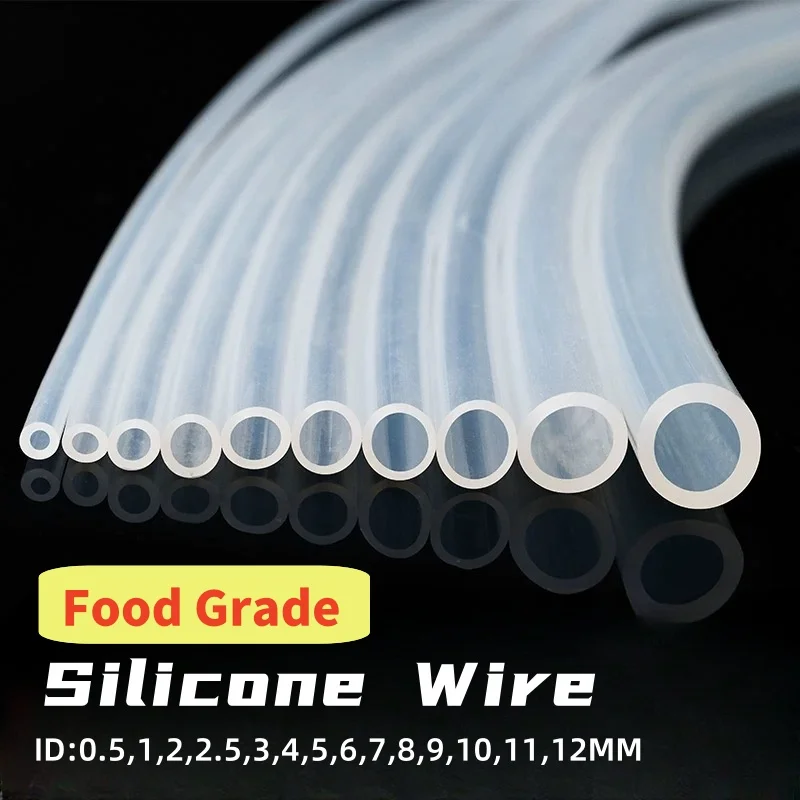 Food Grade Silicone Rubber Hose 1/3/5M ID 0.5-12mm O.D Flexible Nontoxic