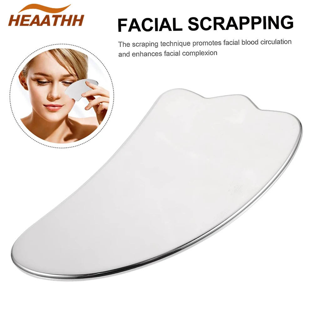 Stainless Steel Guasha Scraping Massage Scraper Face Massager Tightening Cooling Gua Sha Eye Face Board SPA Body Massage Tool 10 15 20 25 30cm manual stainless steel paste squeegee scraping board tools part smt stencil scraper solder paste scraping knife