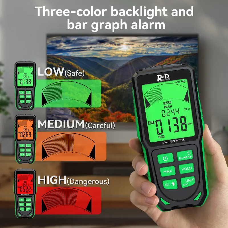 RD637 EMF Detector Professional Electromagnetic Field Radiation Meter Handheld Portable Radio Frequency Tester 3