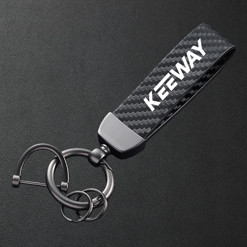 Carbon Fiber Textured Leather Motorcycle Keychain
