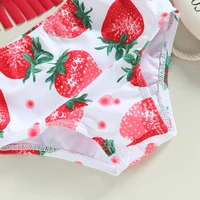VISgogo Toddler Girls Swimsuits Bikini Set Solid Color Tassel Tops Strawberry Flower Shorts Headband Swimwear Bathing Beachwear 5