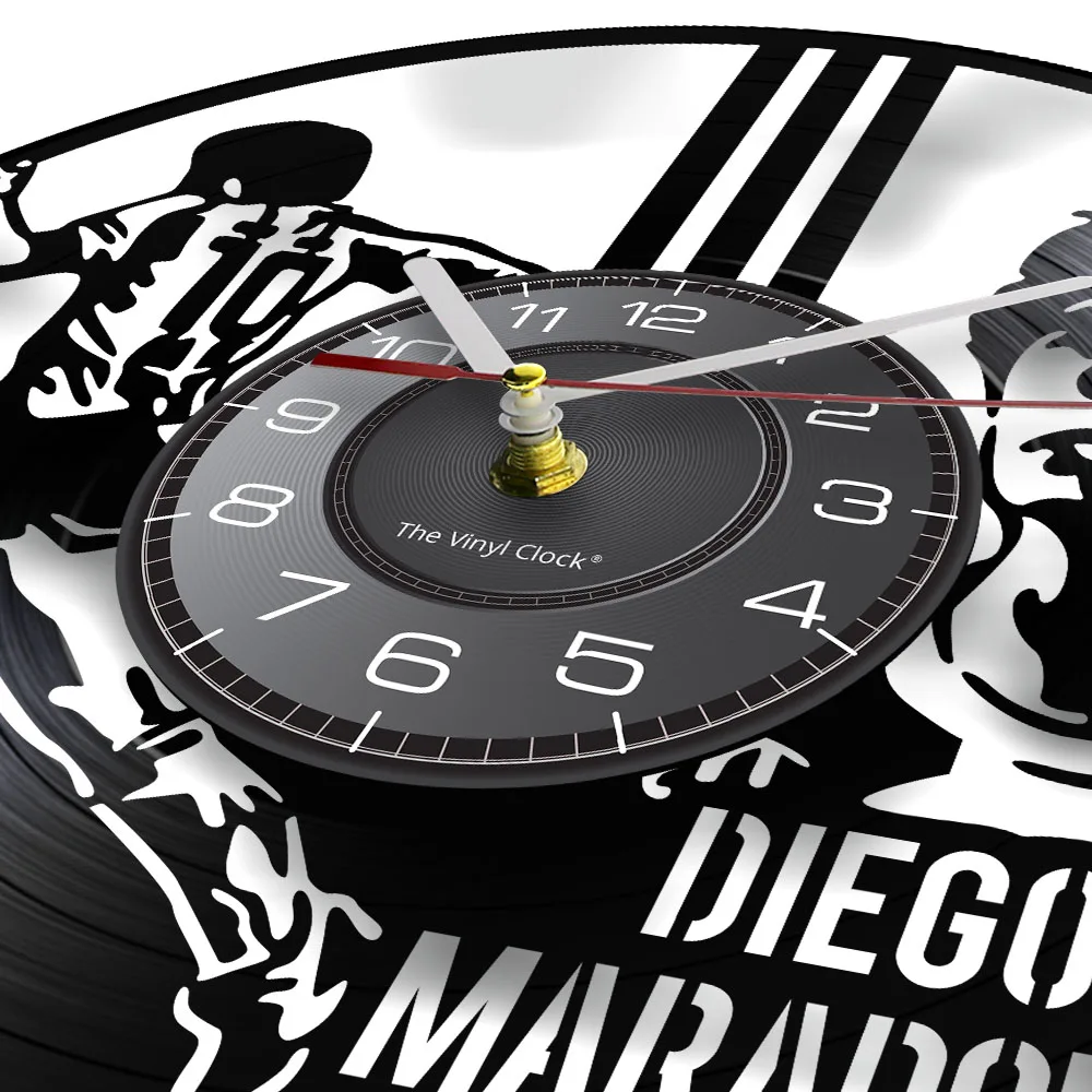 Argentinean Soccer Legend Diego Maradona Wall Clock Made Of Real Vinyl Record Football Star Home Decor Retro Music Album Clock 3